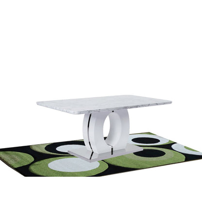 63" Rectangular Modern Glossy Lacquer Finish & Stainless Steel Base