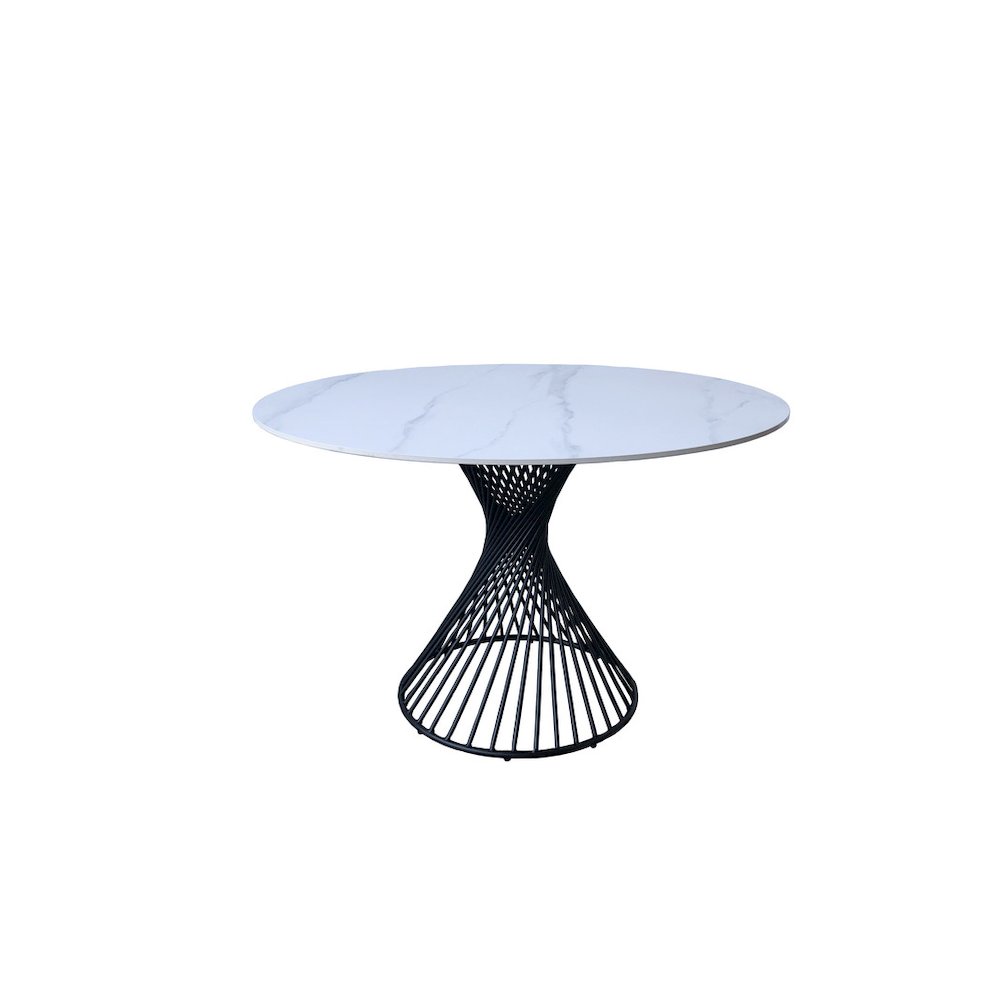 48" Modern Round Sintered Stone Dining Table White/Black