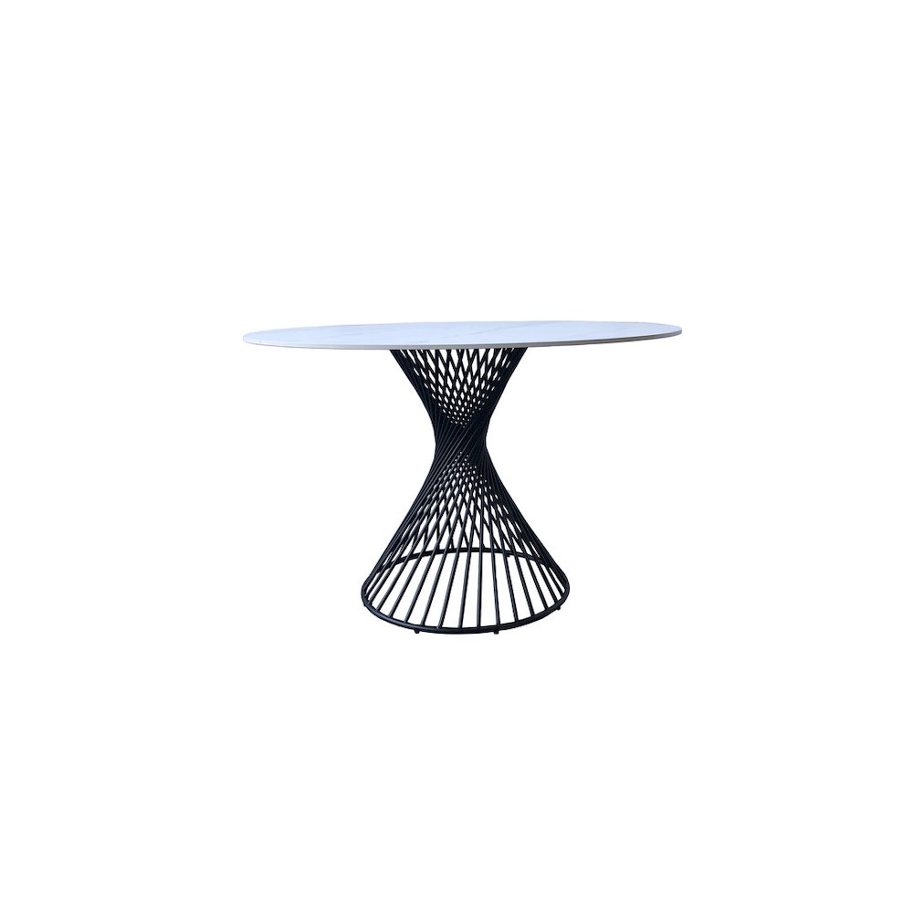 48" Modern Round Sintered Stone Dining Table White/Black