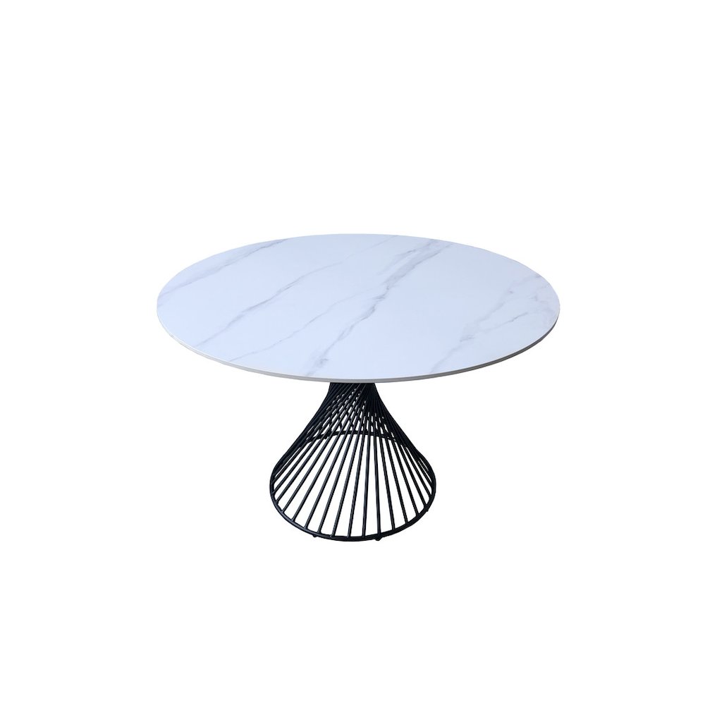 48" Modern Round Sintered Stone Dining Table White/Black
