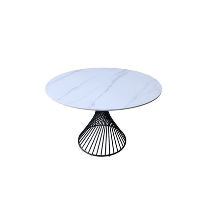 48" Modern Round Sintered Stone Dining Table White/Black