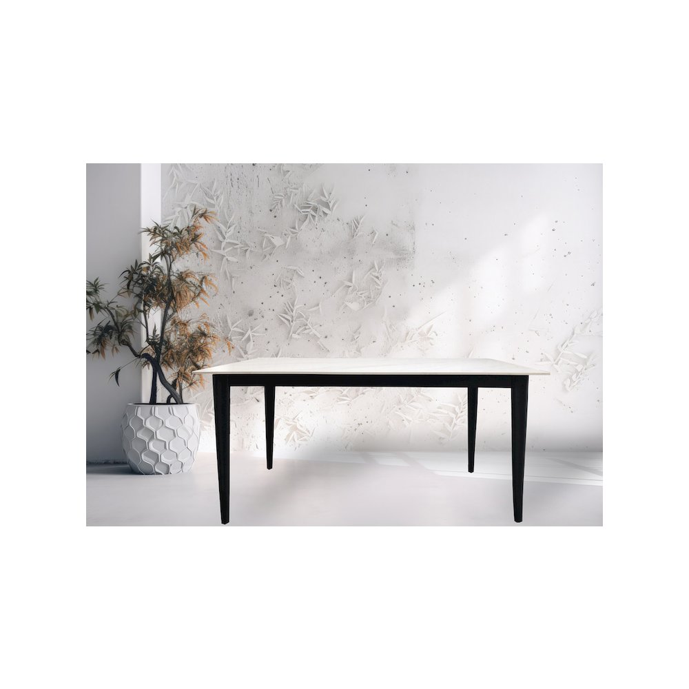 62" Modern Rectangular Sintered Stone Dining Table White/Black