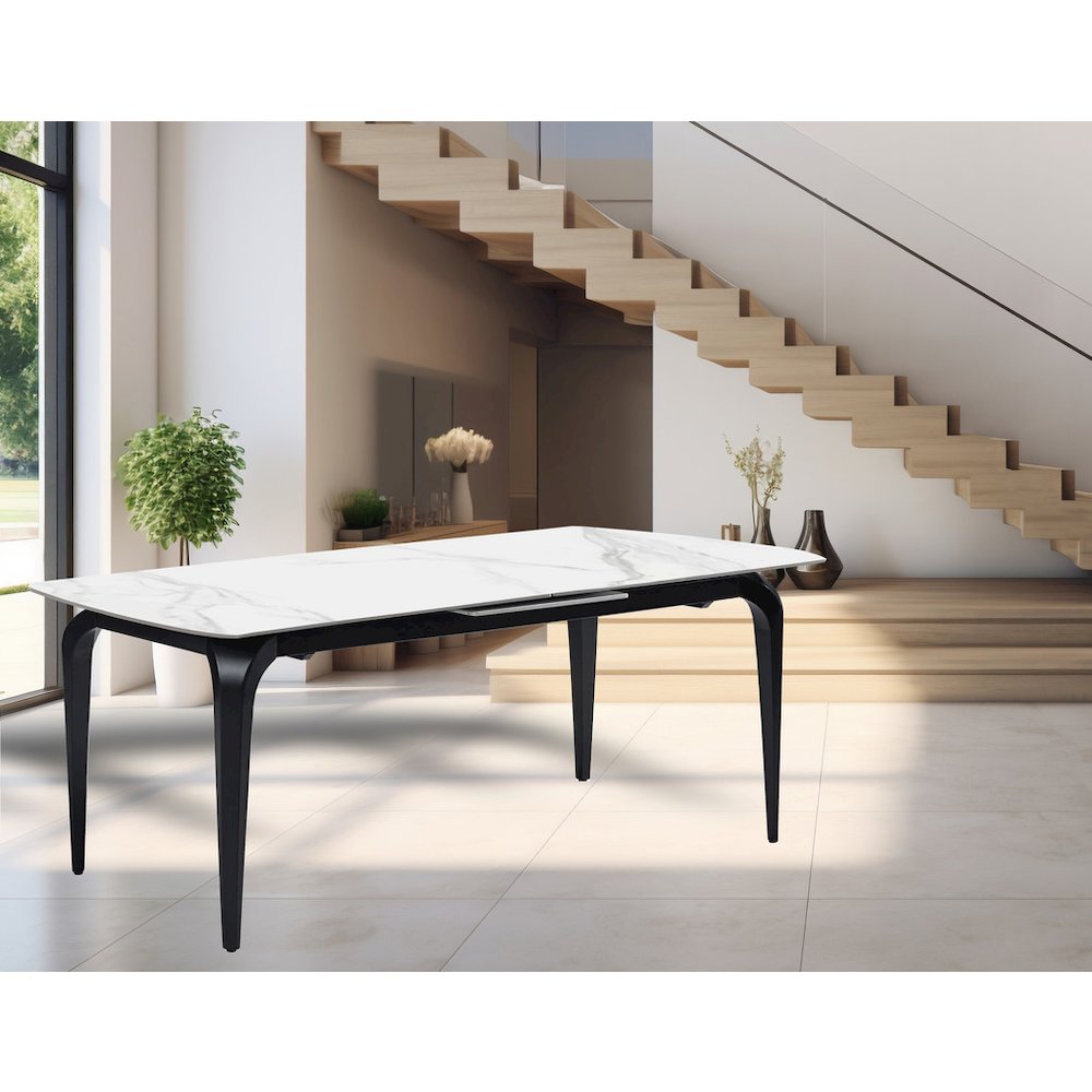 62-78-" Extended Modern Rectangular Sintered Stone Dining Table White/Black