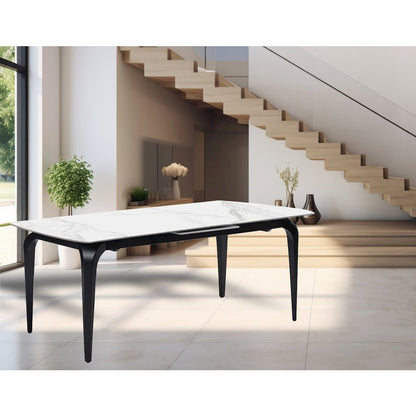 62-78-" Extended Modern Rectangular Sintered Stone Dining Table White/Black