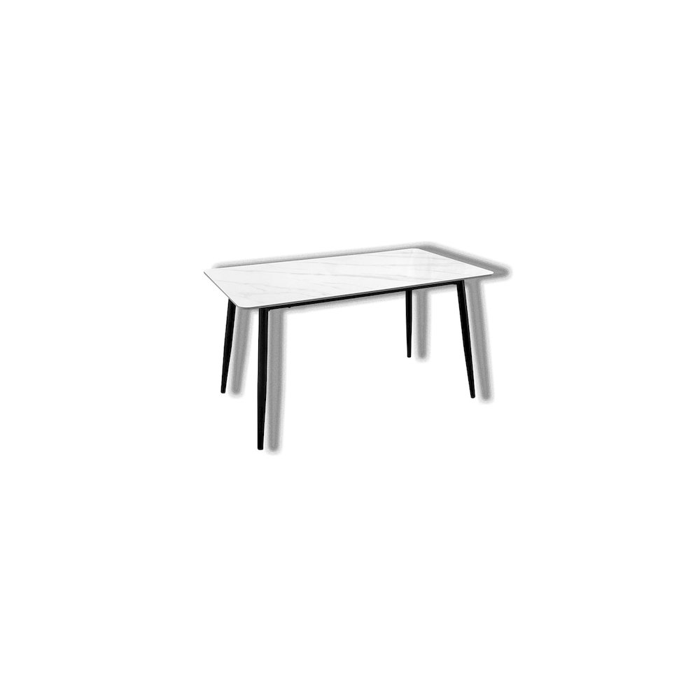 55" Modern Rectangular Sintered Stone Dining Table White/Black