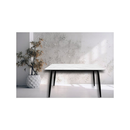 55" Modern Rectangular Sintered Stone Dining Table White/Black