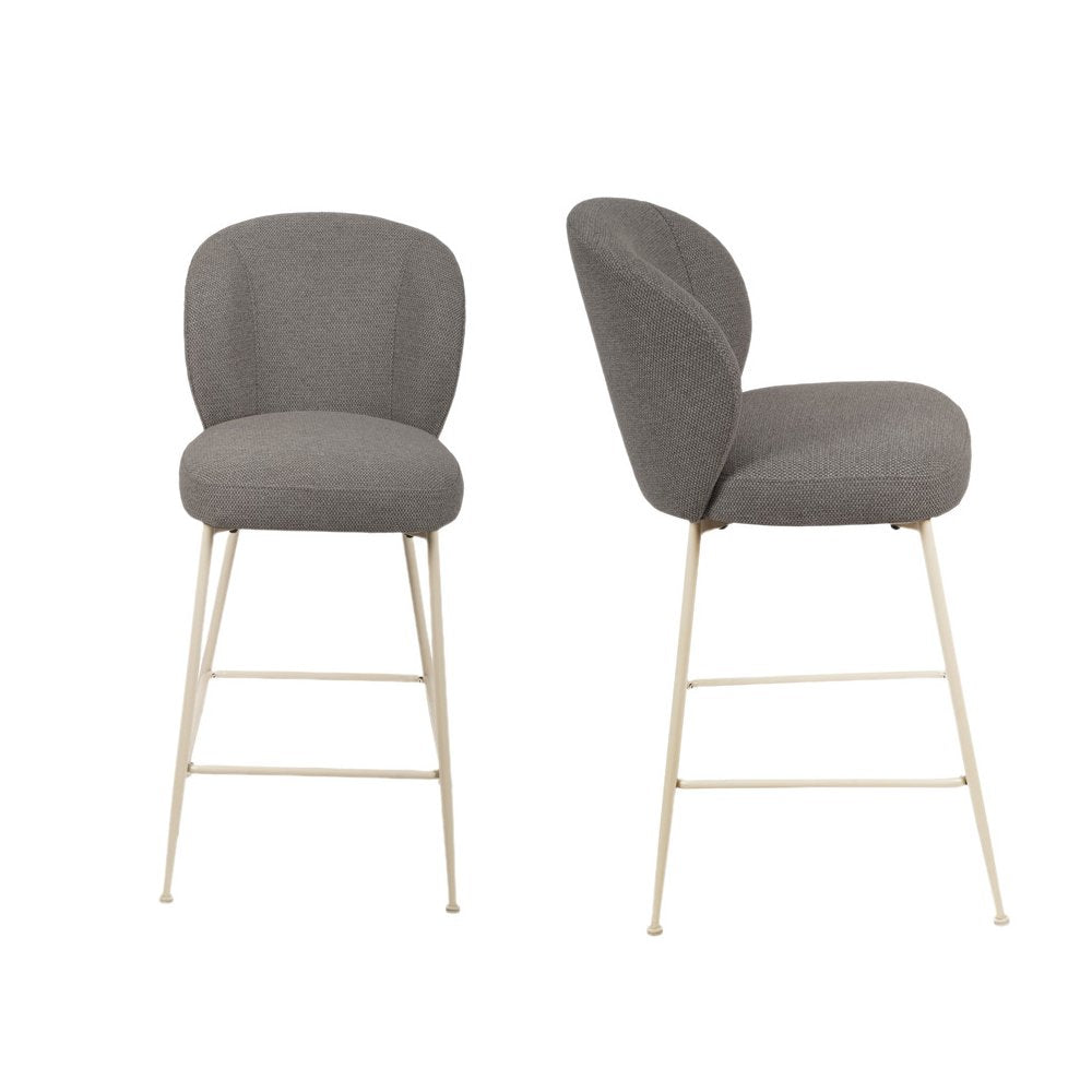 Upholstery Fabric Contemporary Counter Stool Height In Gray Set Of 2