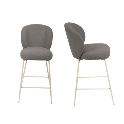 Upholstery Fabric Contemporary Counter Stool Height In Gray Set Of 2