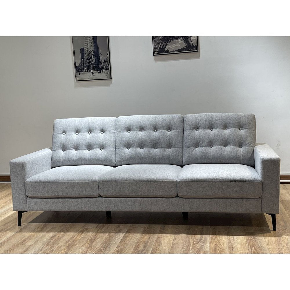 3-Seater Beneva Living Room Gray Upholstery Polyester Fabric