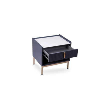 Loft Modern Sintered Stone End Table/ Night Stand In White/ Grey