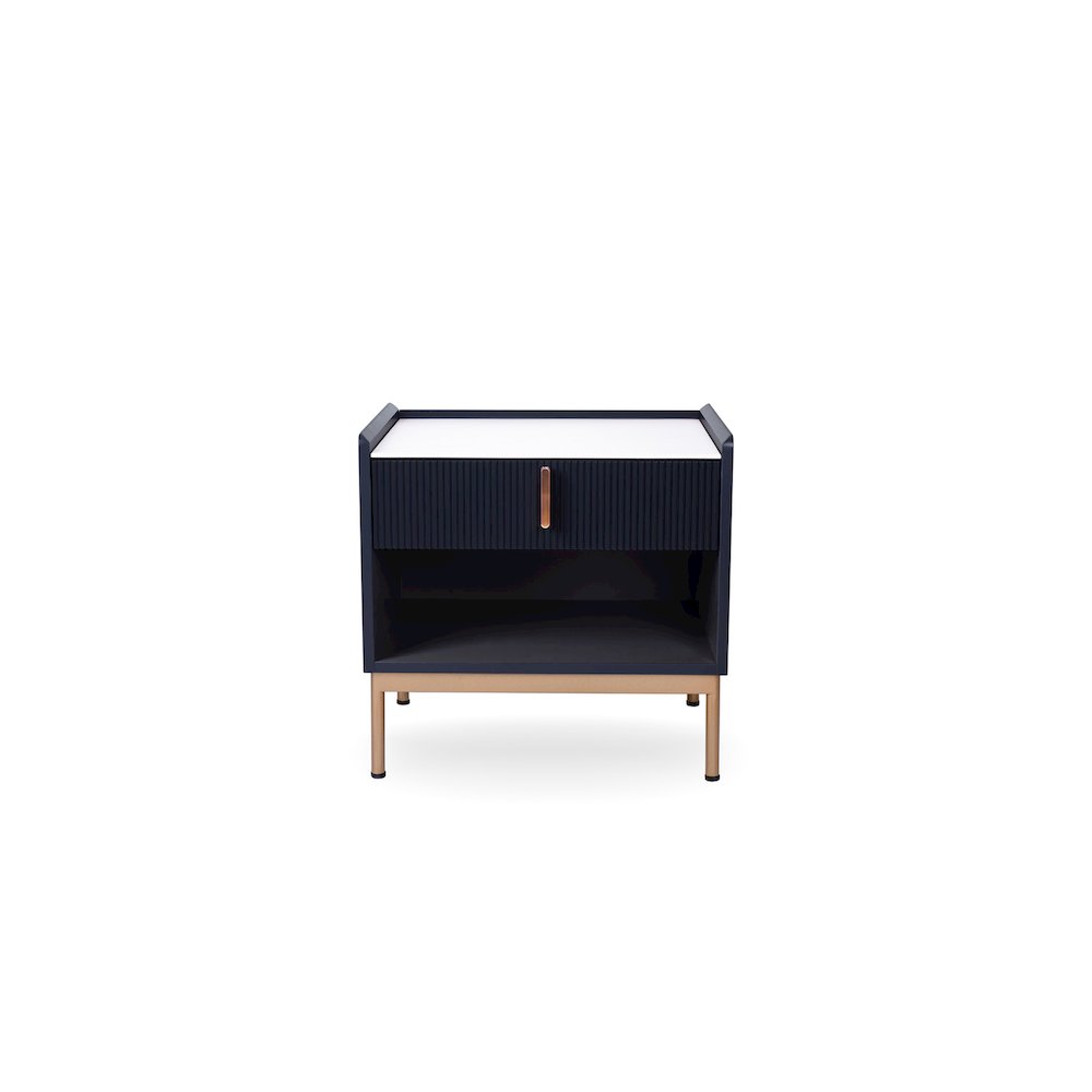 Loft Modern Sintered Stone End Table/ Night Stand In White/ Grey
