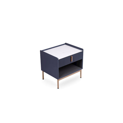 Loft Modern Sintered Stone End Table/ Night Stand In White/ Grey