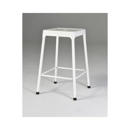 Monoco Stool, Counter Stool Metal White Powder Coating, Set Of 2