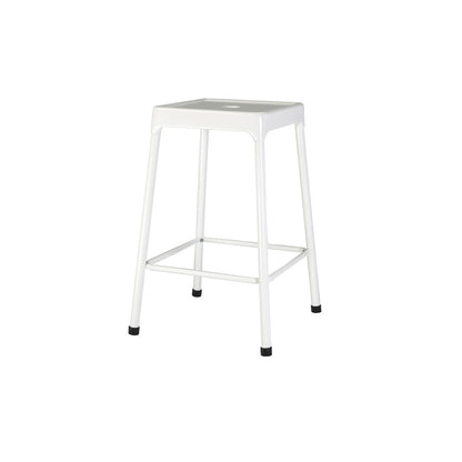 Monoco Stool, Counter Stool Metal White Powder Coating, Set Of 2