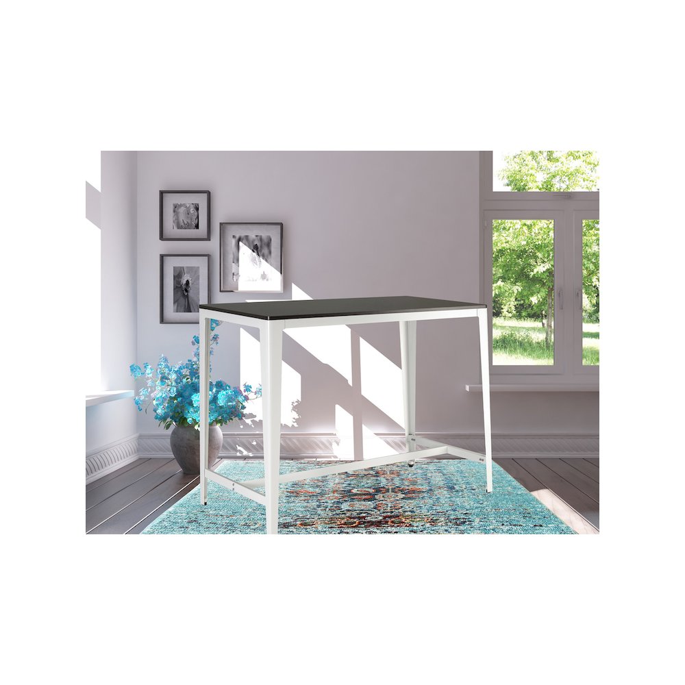 Monoco Table, Farmhouse Style Minimalis Counter Height Table In Brown/ White