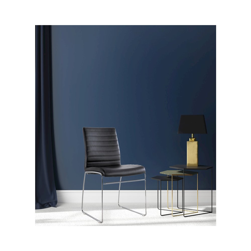 Guest Waiting Side Chair Pvc/Chrome In Black, Set Of 2