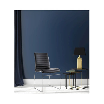Guest Waiting Side Chair Pvc/Chrome In Black, Set Of 2