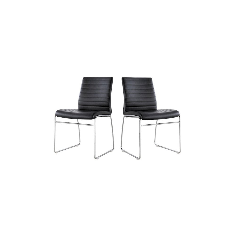 Guest Waiting Side Chair Pvc/Chrome In Black, Set Of 2