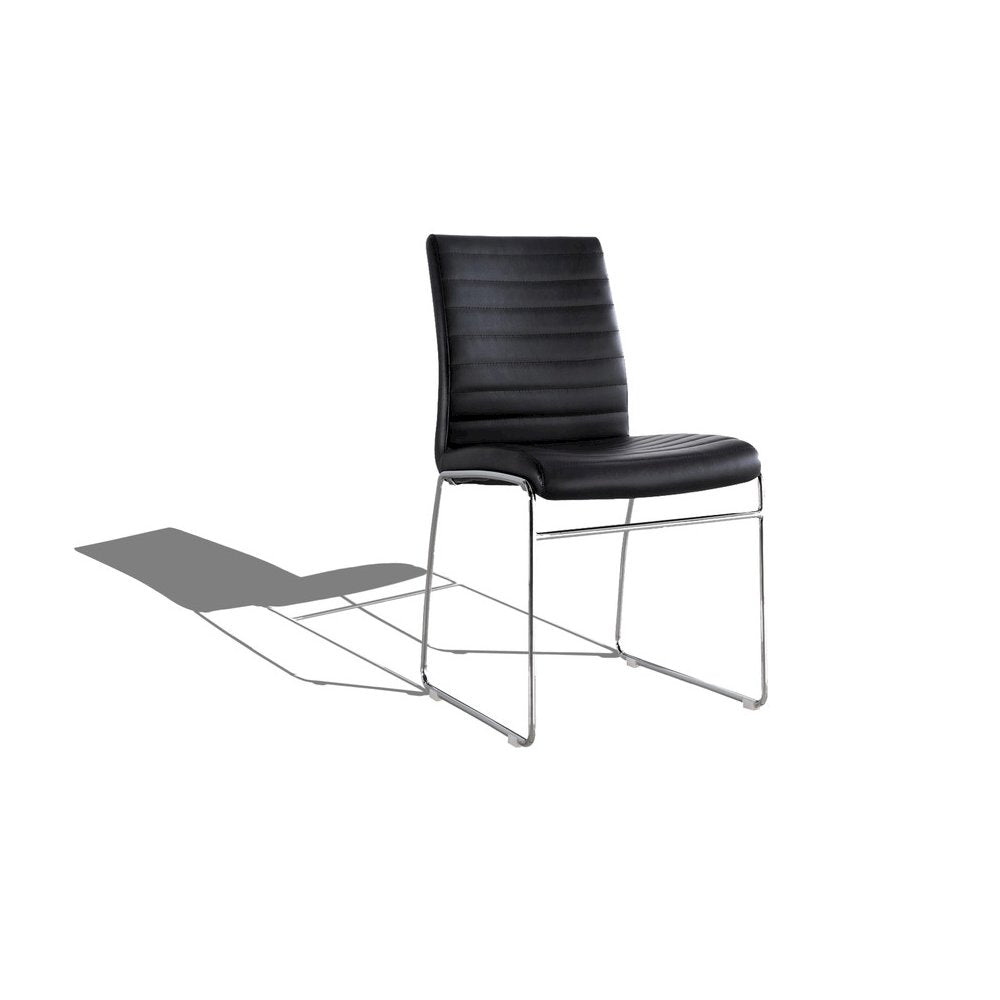 Guest Waiting Side Chair Pvc/Chrome In Black, Set Of 2