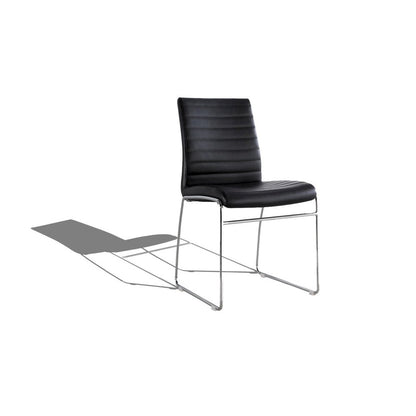 Guest Waiting Side Chair Pvc/Chrome In Black, Set Of 2