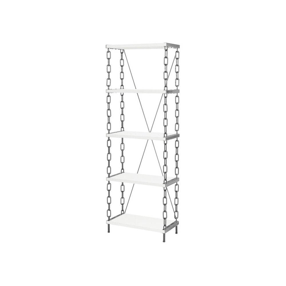 Booksheft Display Shelf In White & Silver Color