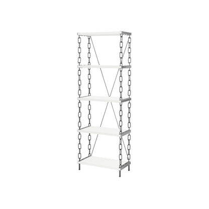 Booksheft Display Shelf In White & Silver Color