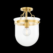 Dunbar Semi Flush, Aged Brass