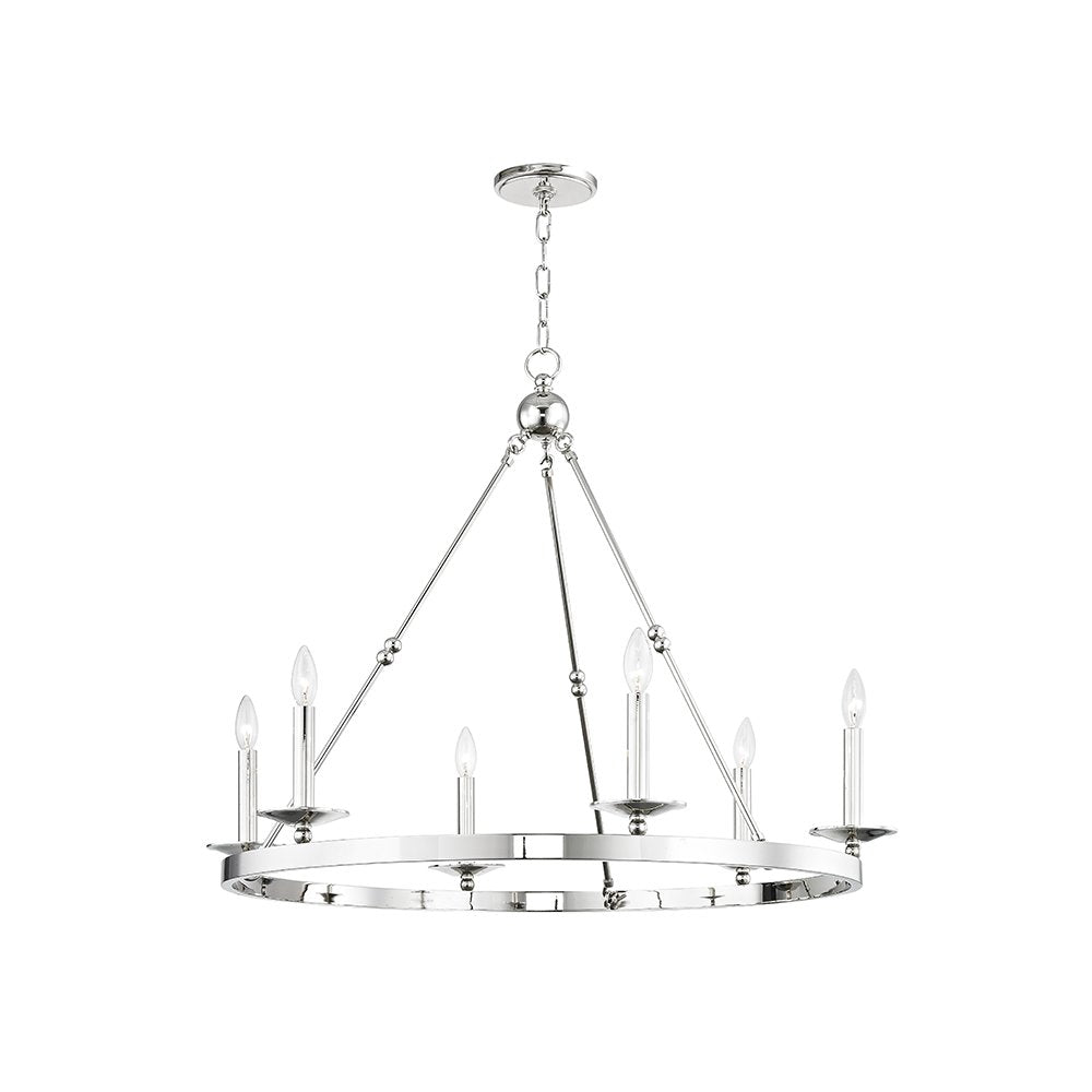Allendale Chandelier, Polished Nickel
