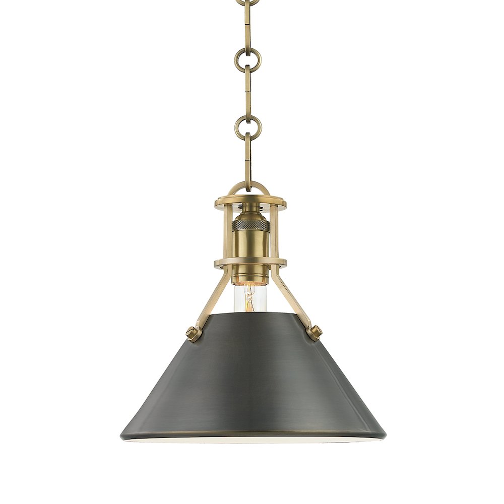 Metal No. 2 Pendant, Aged Brass, Distressed Bronze