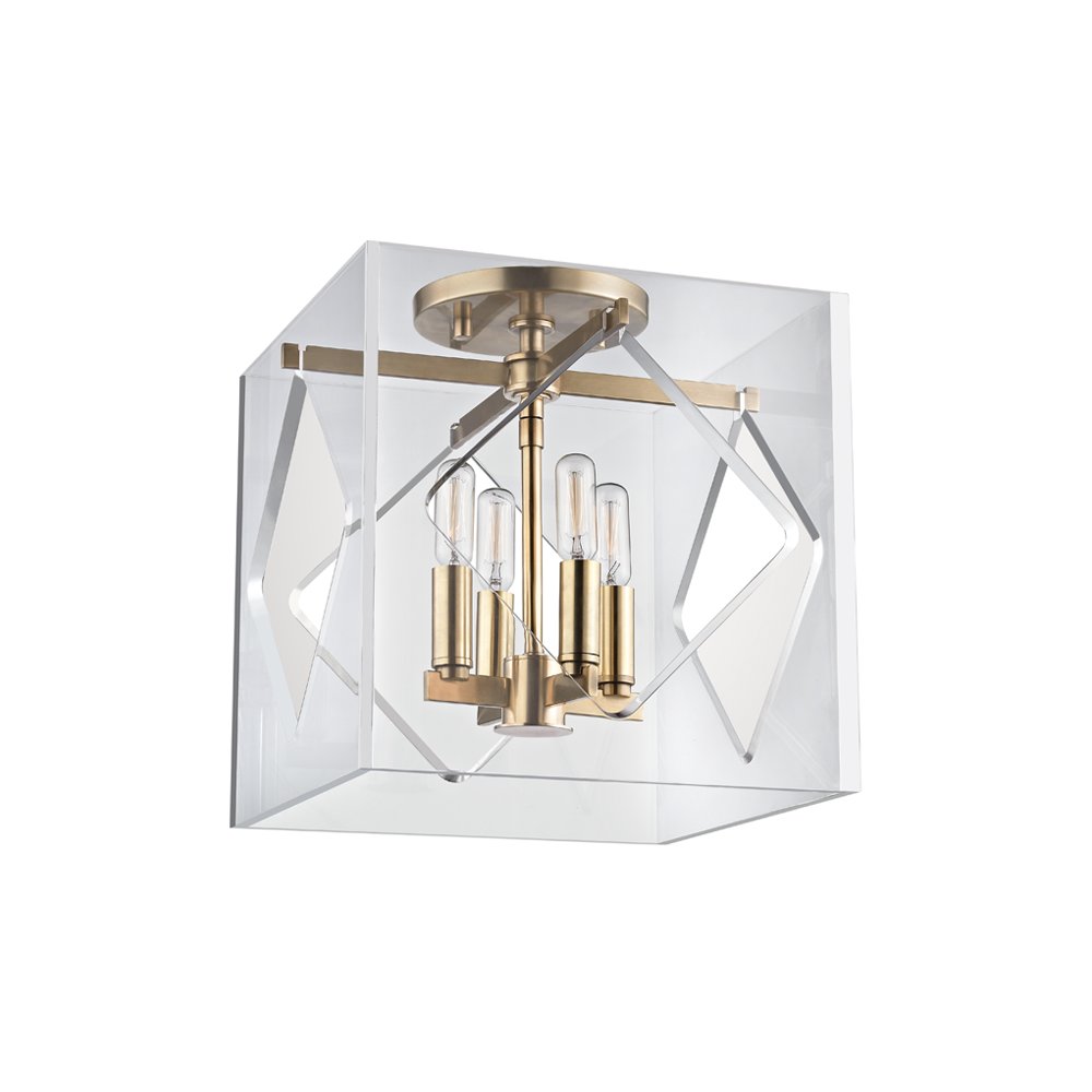 Travis Semi Flush, Aged Brass