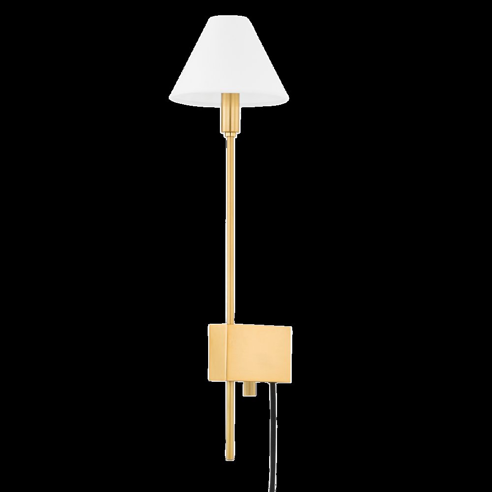 Teaneck Plug-In Sconce, Aged Brass