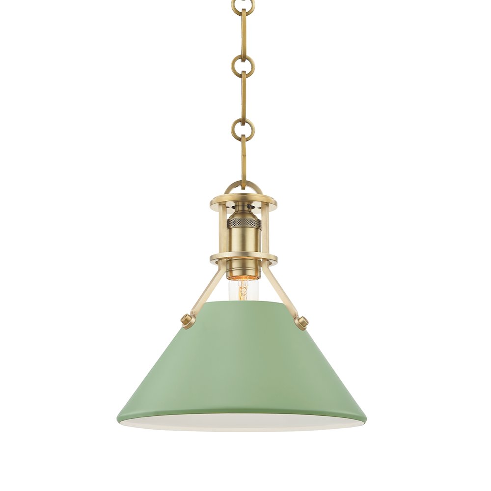 Painted No.2 Pendant, Aged Brass