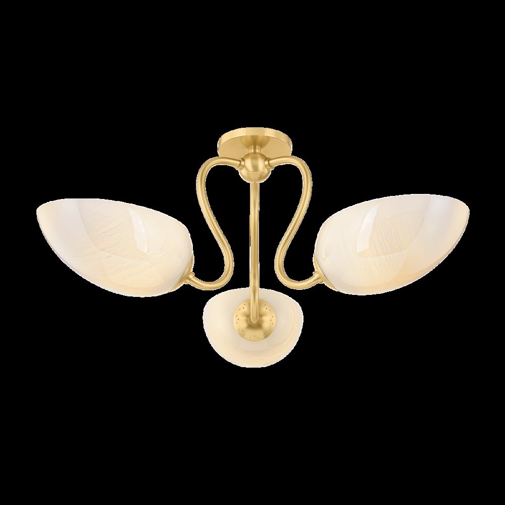 Reva Semi Flush, Aged Brass