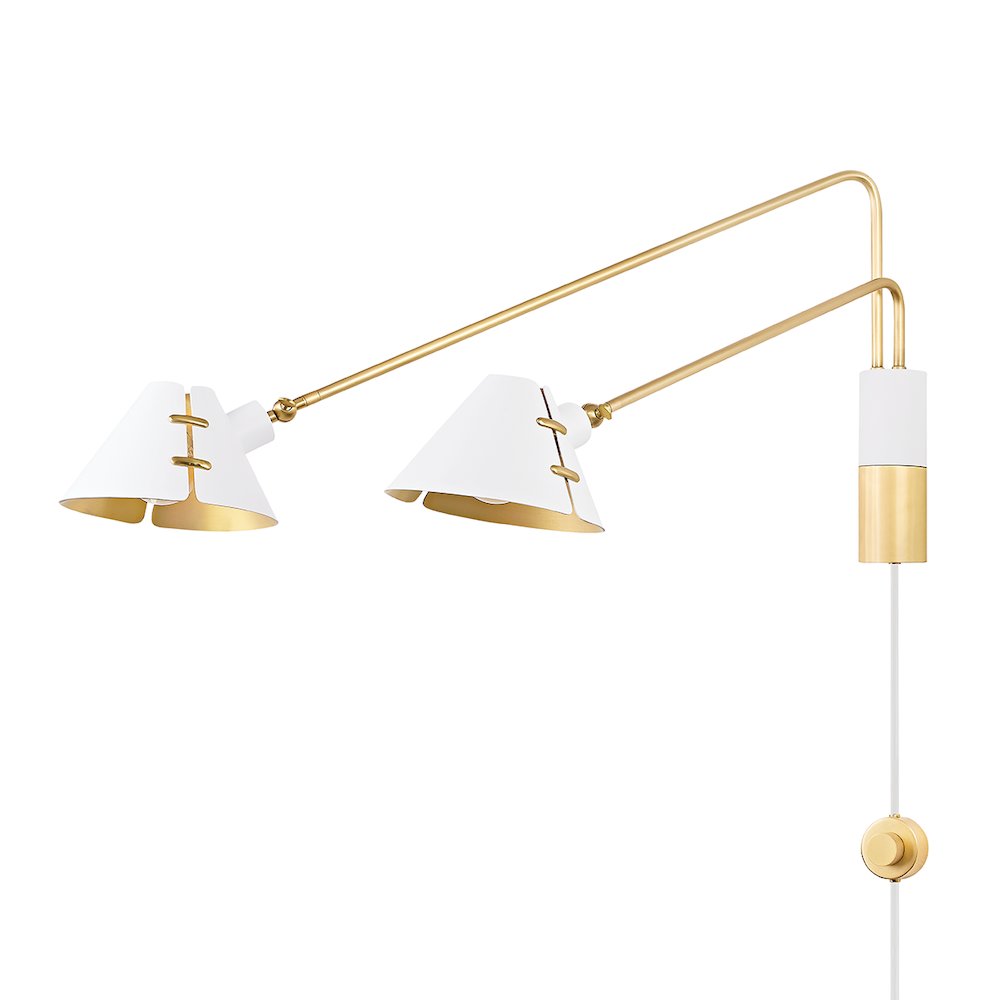 Split Plug-In Sconce, Aged Brass
