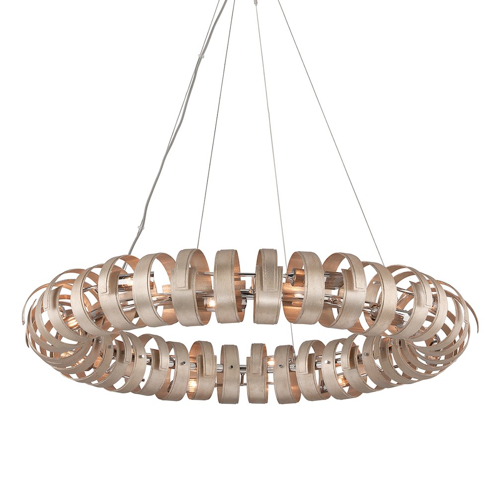 Recoil Chandelier, Textured Antique Silver Leaf