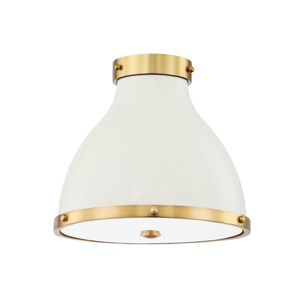 Painted No. 3 Flush Mount, Aged Brass