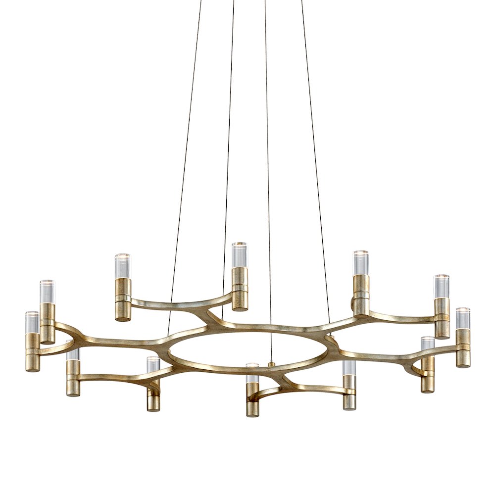 Nexus Chandelier, Warm Silver Leaf