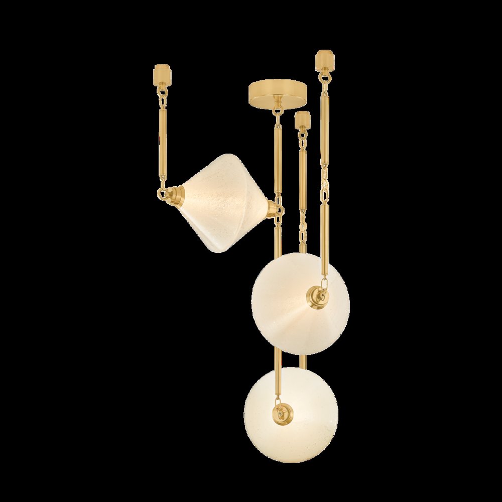 Solara Chandelier, Vintage Polished Brass