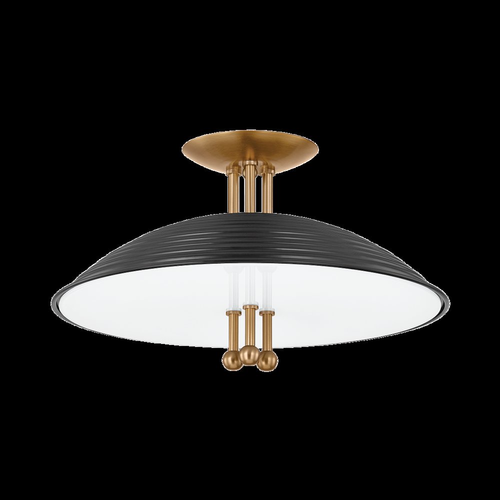 Larkin Semi Flush, Patina Brass