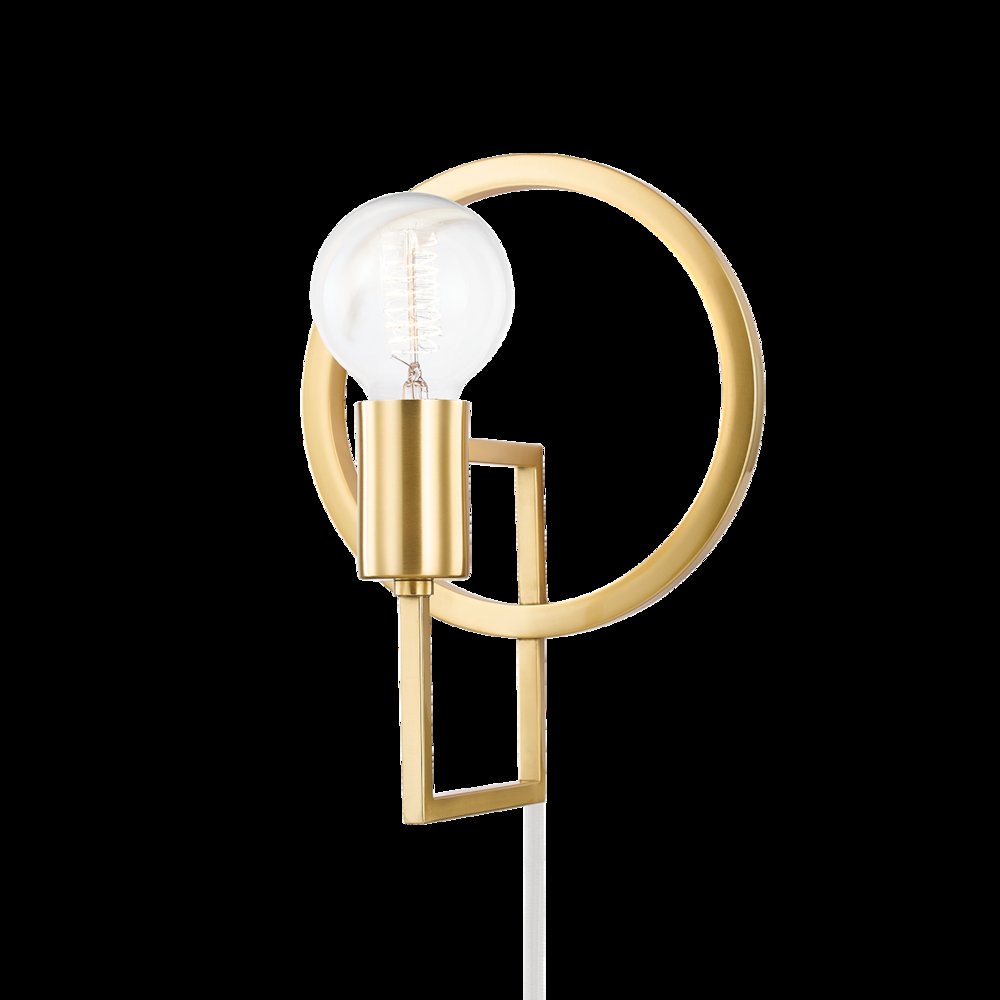 Tory Plug-In Sconce, Aged Brass