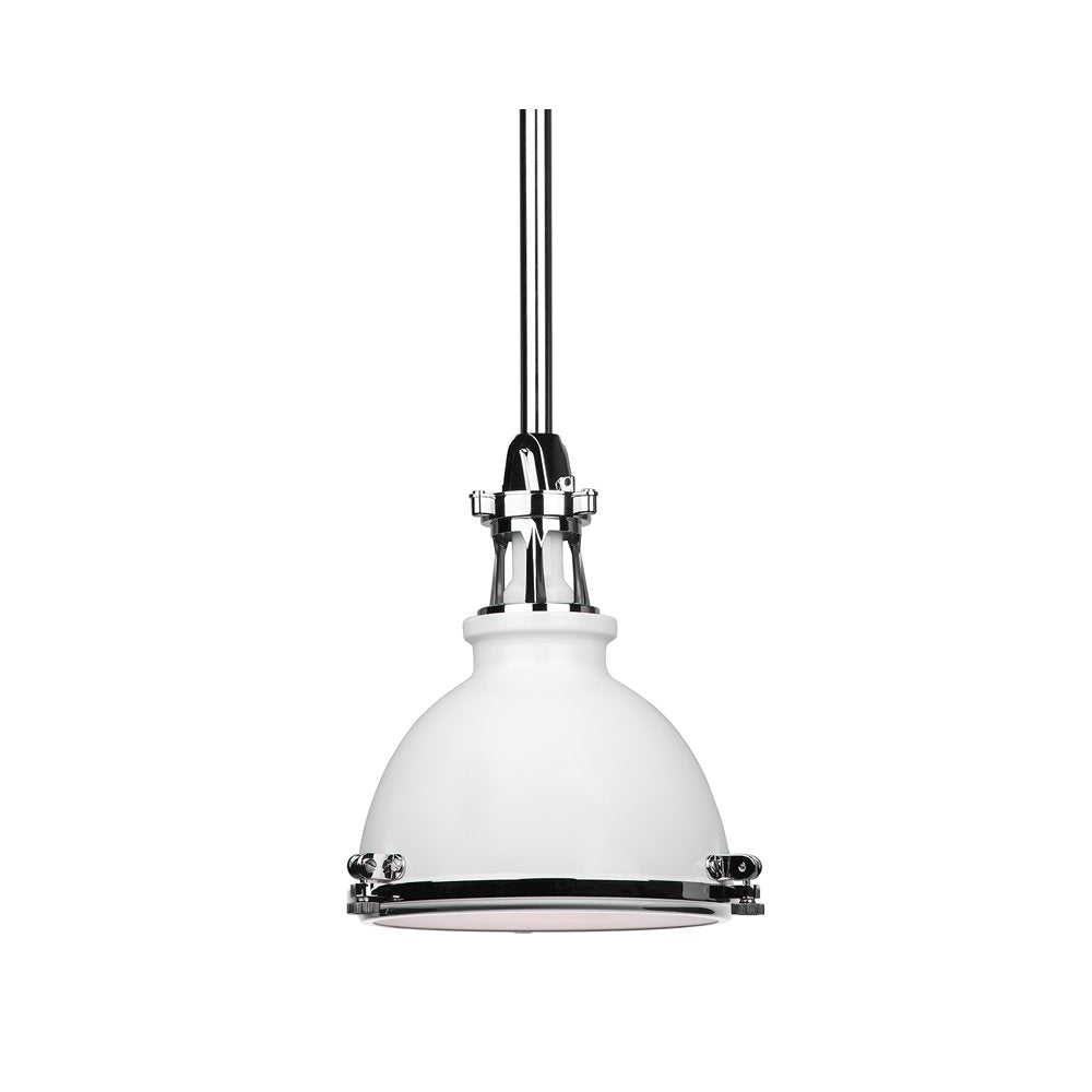 Massena Pendant, White, Polished Nickel Combo