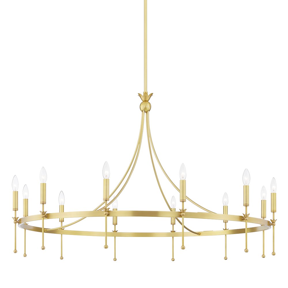 Gates Chandelier, Aged Brass