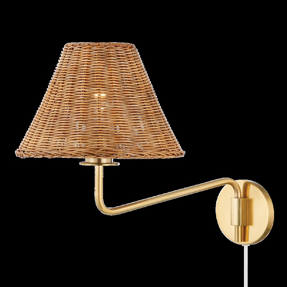 Issa Plug-In Sconce, Aged Brass