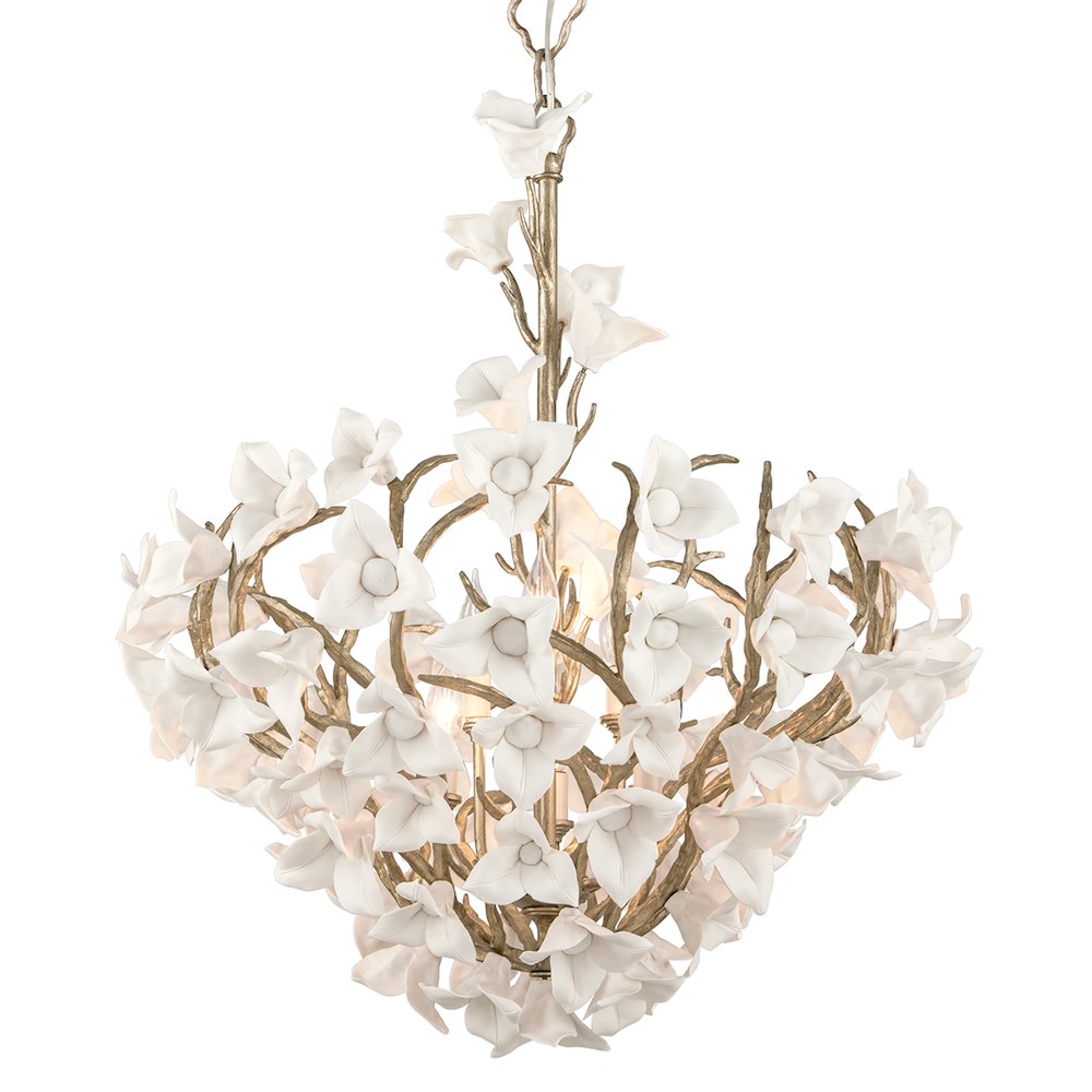 Lily Chandelier, Stria Gold Leaf