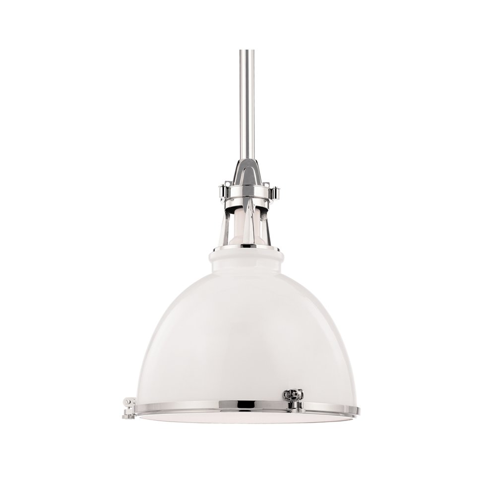 Massena Pendant, White, Polished Nickel Combo
