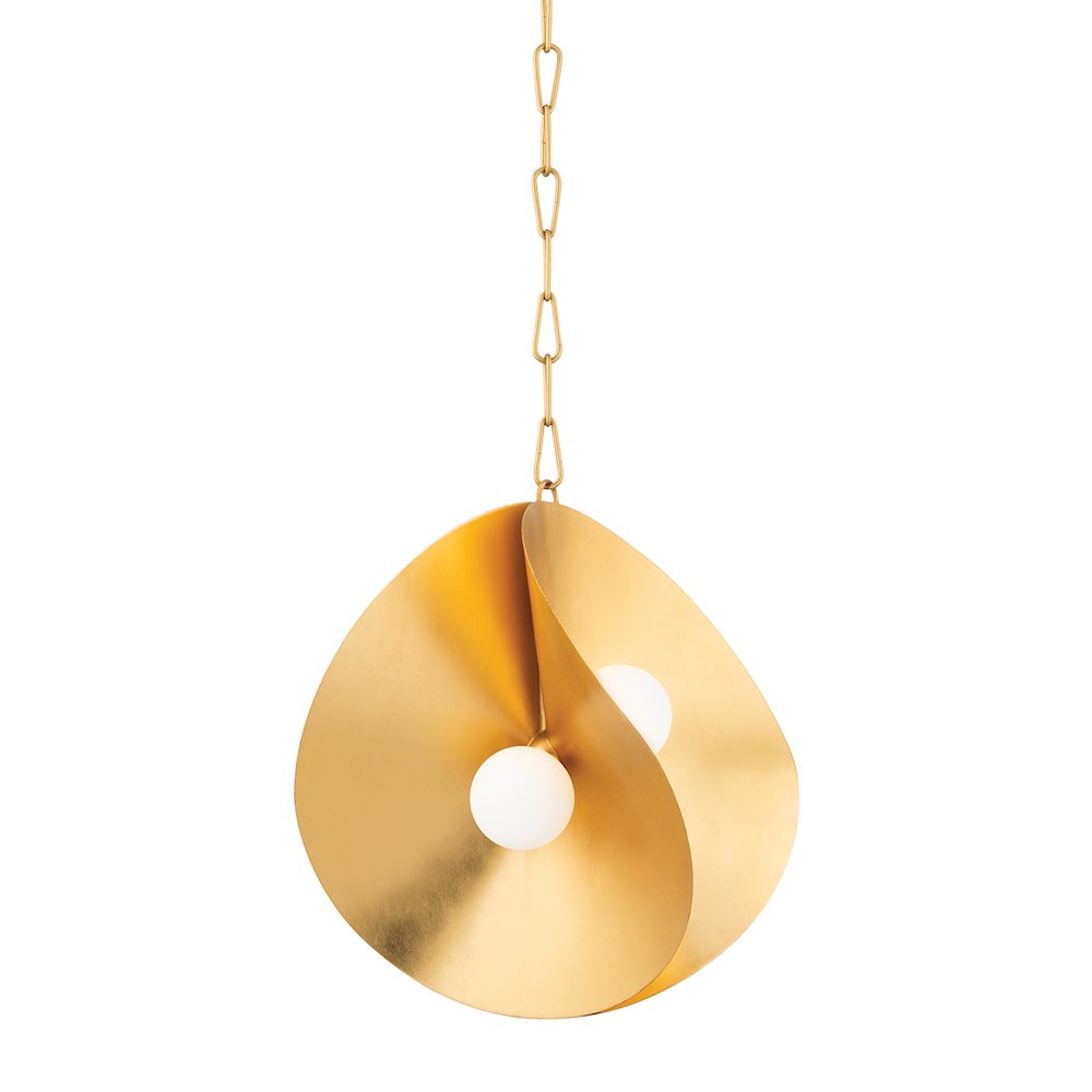 Peony Pendant, Gold Leaf