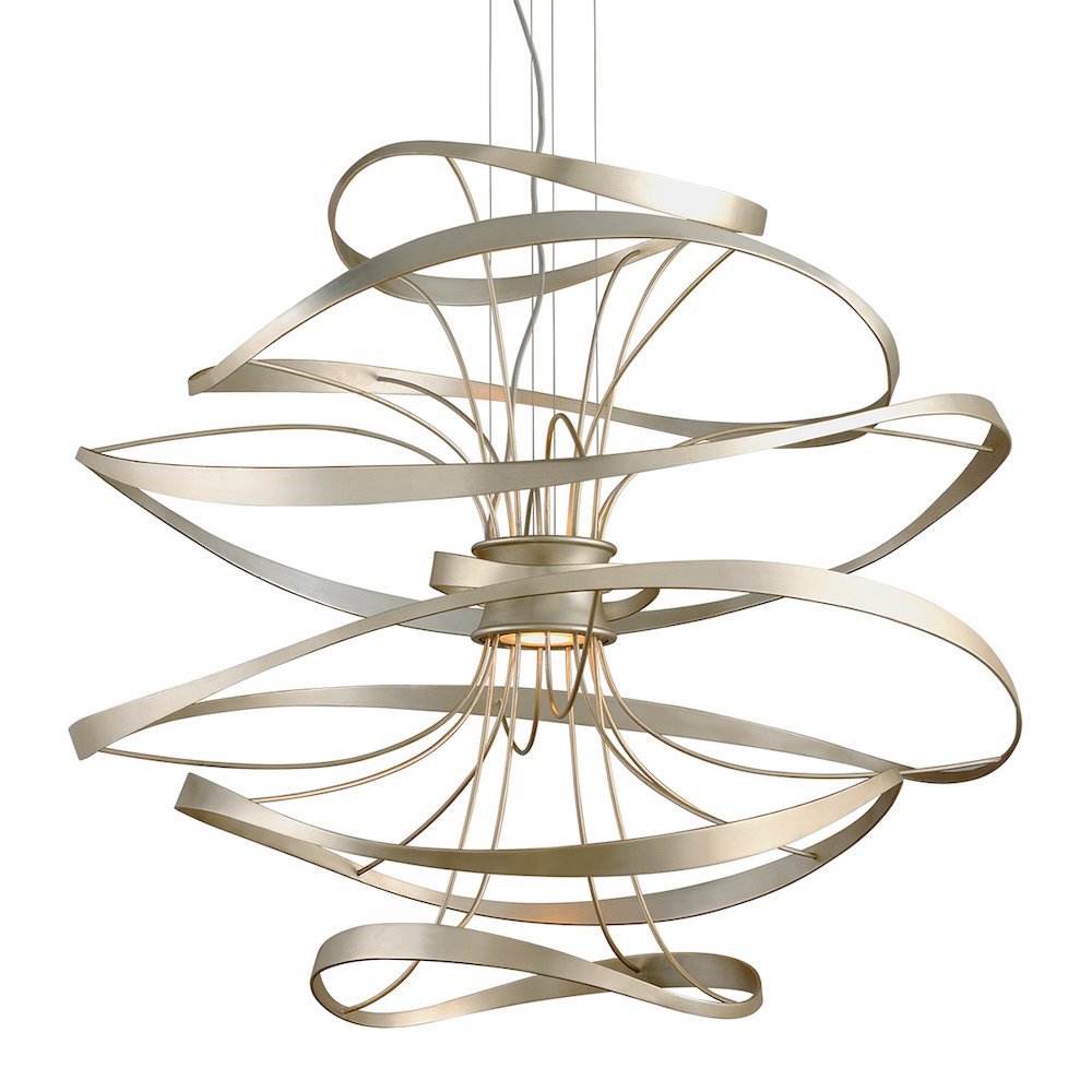 Calligraphy Chandelier, Silver Leaf