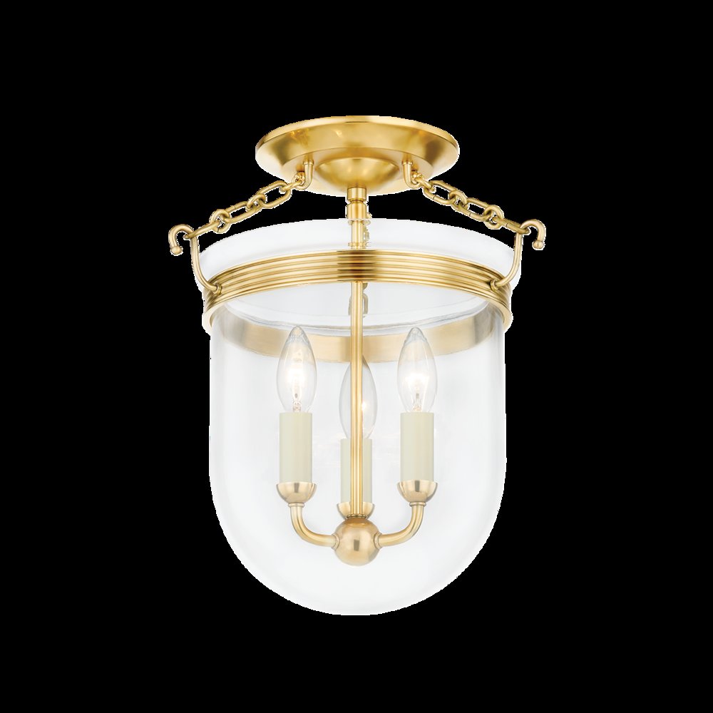 Rousham Semi Flush, Aged Brass