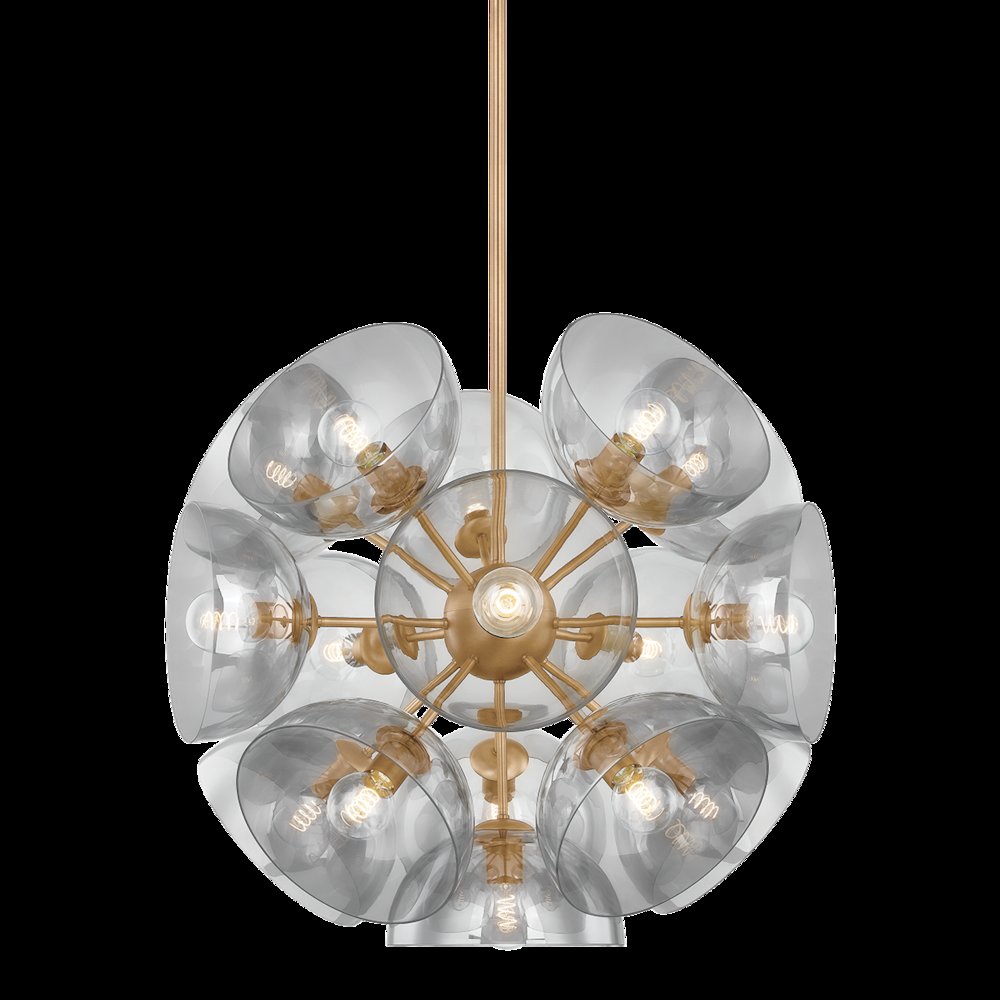 Salix Chandelier, Patina Brass