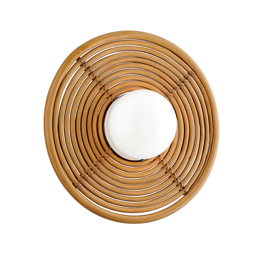 Hula Hoop Wall Sconce, Natural Rattan Stainless Steel